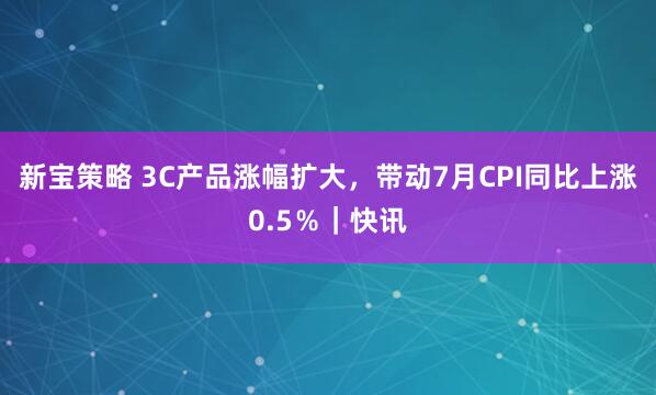 新宝策略 3C产品涨幅扩大，带动7月CPI同比上涨0.5％｜快讯