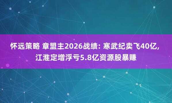 怀远策略 章盟主2026战绩: 寒武纪卖飞40亿, 江淮定增浮亏5.8亿资源股暴赚
